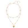 Double love pearl necklace new Internet celebrity explosion elegant temperament versatile collarbone chain high sense neck chain