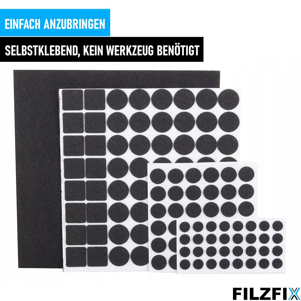 FILZFIX Felt Gliders Black 133 Pcs Furniture Gliders Chair Gliders Self-adhesive