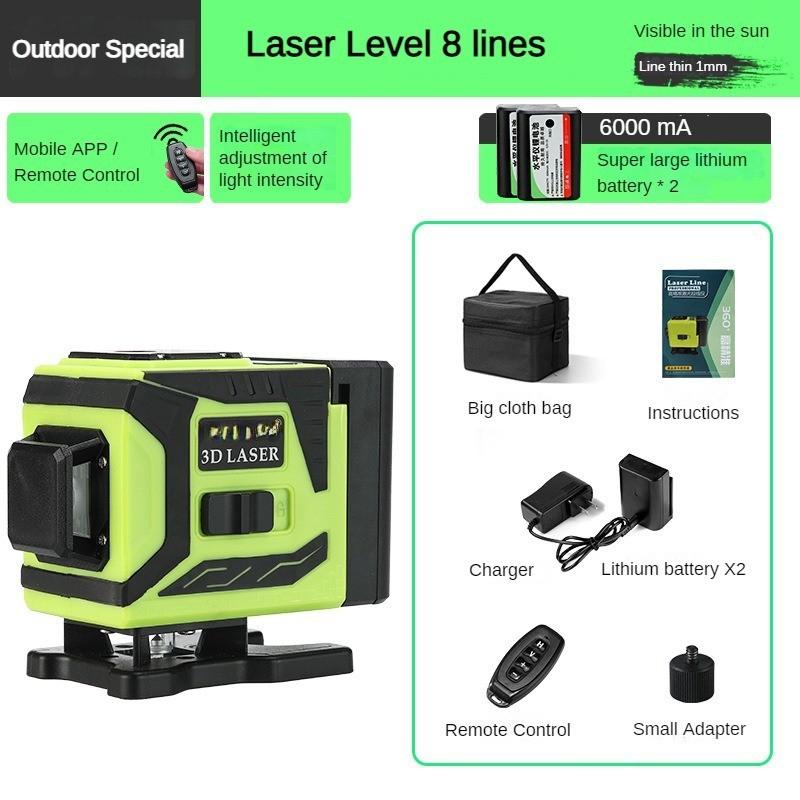 4D 8/12/16 Line Green Light Automatic Leveling Level Infrared Mini Laser Level 360° Horizontal and Vertical Cross Measurement Tool New