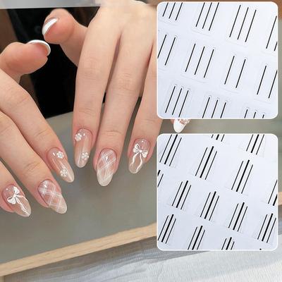 Francúzske nálepky na nechtové umenie 3D samolepiace nálepky na nechty Kockované línie Dizajny nechtového umenia Línia Ozdoby na nechty Nálepky na nechty