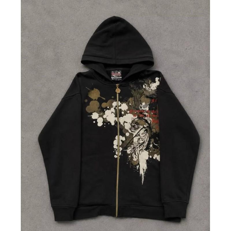 2026 Y2K Streetwear Zip-Up Hoodie Unisex Oversized Pullover Casual Long Sleeve Sweatshirt
