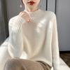 New autumn elegant style wool pullover half turtleneck loose sweater women's cardigan