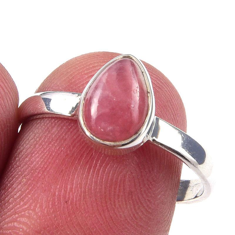 

Natural Rhodochrosite Gemstone Handmade 925 Solid Sterling Silver Ring S.8 J3C01
