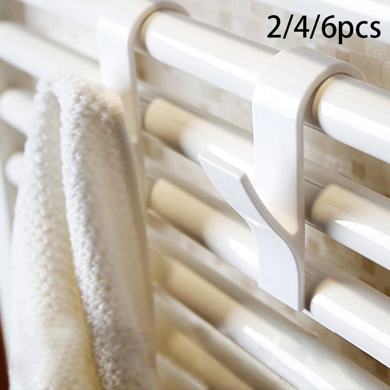 2/4/6 Pcs Hangers for Heated Towel Multi-Purpose Radiator Hooks Coat Clothes Hanger Scarf Rack Bath Hook