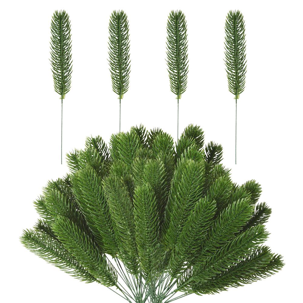50pcs Realistic Green Artificial Pine Branches Wreath For DIY Home Christmas Decor Artificial Pine Needles And Branches Plastic