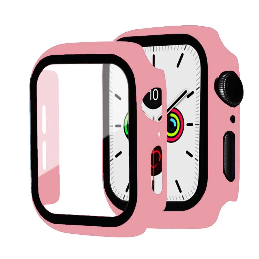 Tempered Glass+Case For Apple Watch Series 9 8 7 41mm 45mm 42mm PC Bumper Screen Protector Cover iWatch 6 5 4 Se 44mm 40mm Shell