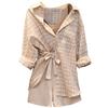 Gilet da abito casual estivo da ufficio da donna + Camicia a quadri + Pantaloncini Set due pezzi