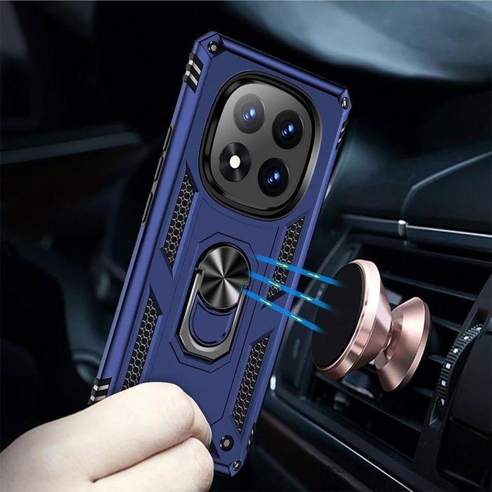 Coque de protection - E.F.CONNECTION - Pour Xiaomi Redmi Note 14 Pro 5G - Rigide - Bleu Marine - 2 Verres Trempés