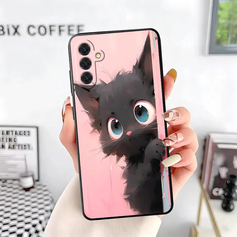 Black Cat Cartoon Cute Soft Phone Case for Samsung A17 A37 A57 A16 A26 A36 A56 A15 A25 A35 A55 A14 A24 A34 A54 A13 A23 A33 A53 A