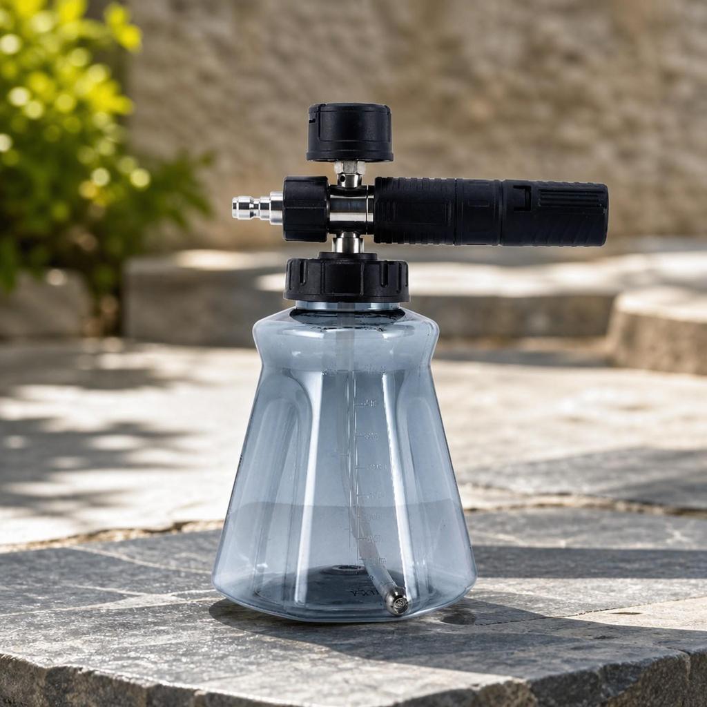 Pressure Washer Foam Dispenser Textured Grip with Translucent Bottle Stainless Steel