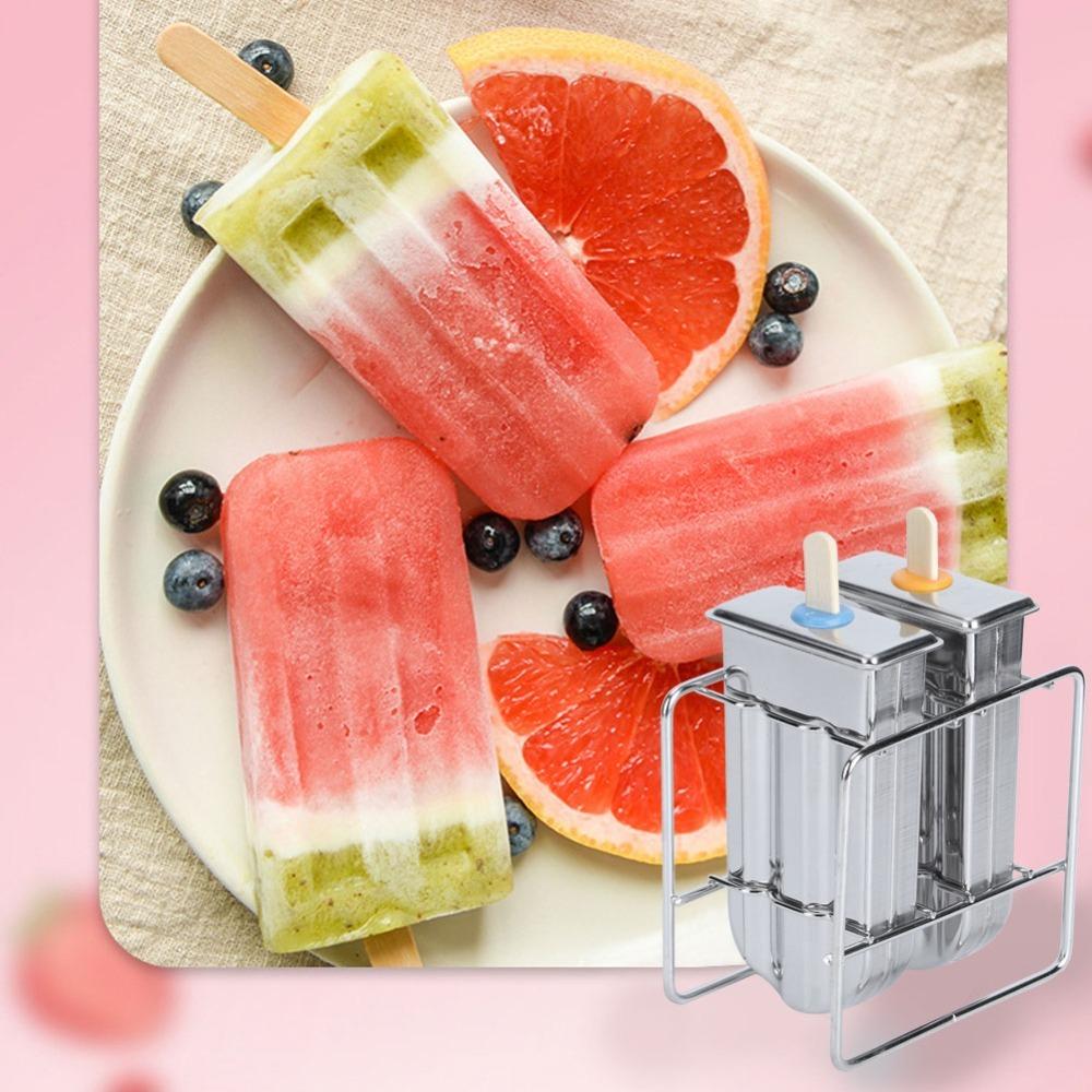 2pcs set Stainless Steel Stainless Steel Ice Cream Mold DIY Ice Cream Maker  Juice Smoothies Round Head