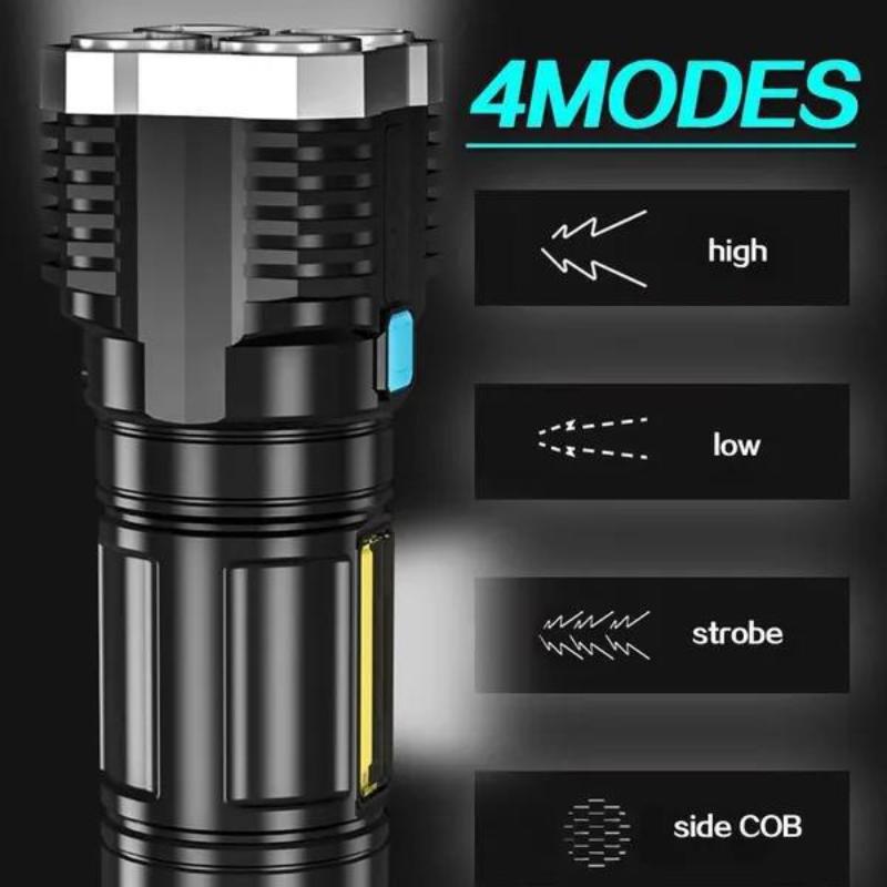 Flashlight USB Recharge 5 LED Light Outdoor Portable Lamp Waterproof Rechargeable Torches