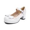 Fashion Size 34-48 Woman Med Heel Lolita Shoes Patent Leather Cute Bow Mary Jane Pumps Bride Wedding Cosplay Party Red Pink Black Green