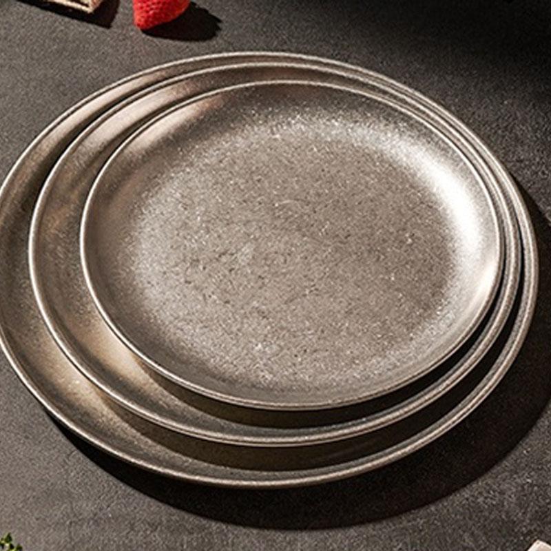 Piatti in Acciaio Inossidabile 304 Stile Industriale Vassoio da Caffè Vintage Piatto Creativo per Bistecca Pasta Dessert Fondo Piatto Stoviglie Retrò Qualità