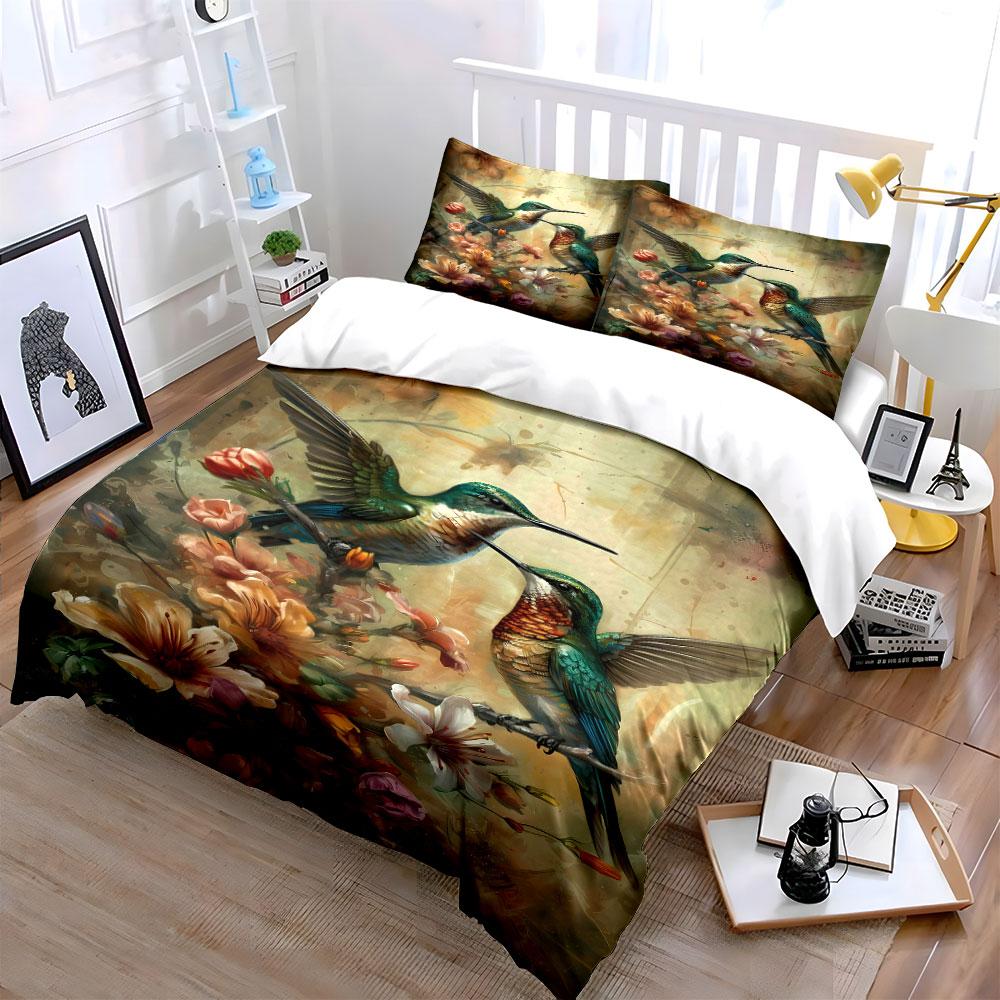 Hummingbirds over floral arrangement. Bedding sets Duvet cover sets Duvet covers Pillowcases(1 * Duvet Cover 2 * Pillowcases without duvet insert)