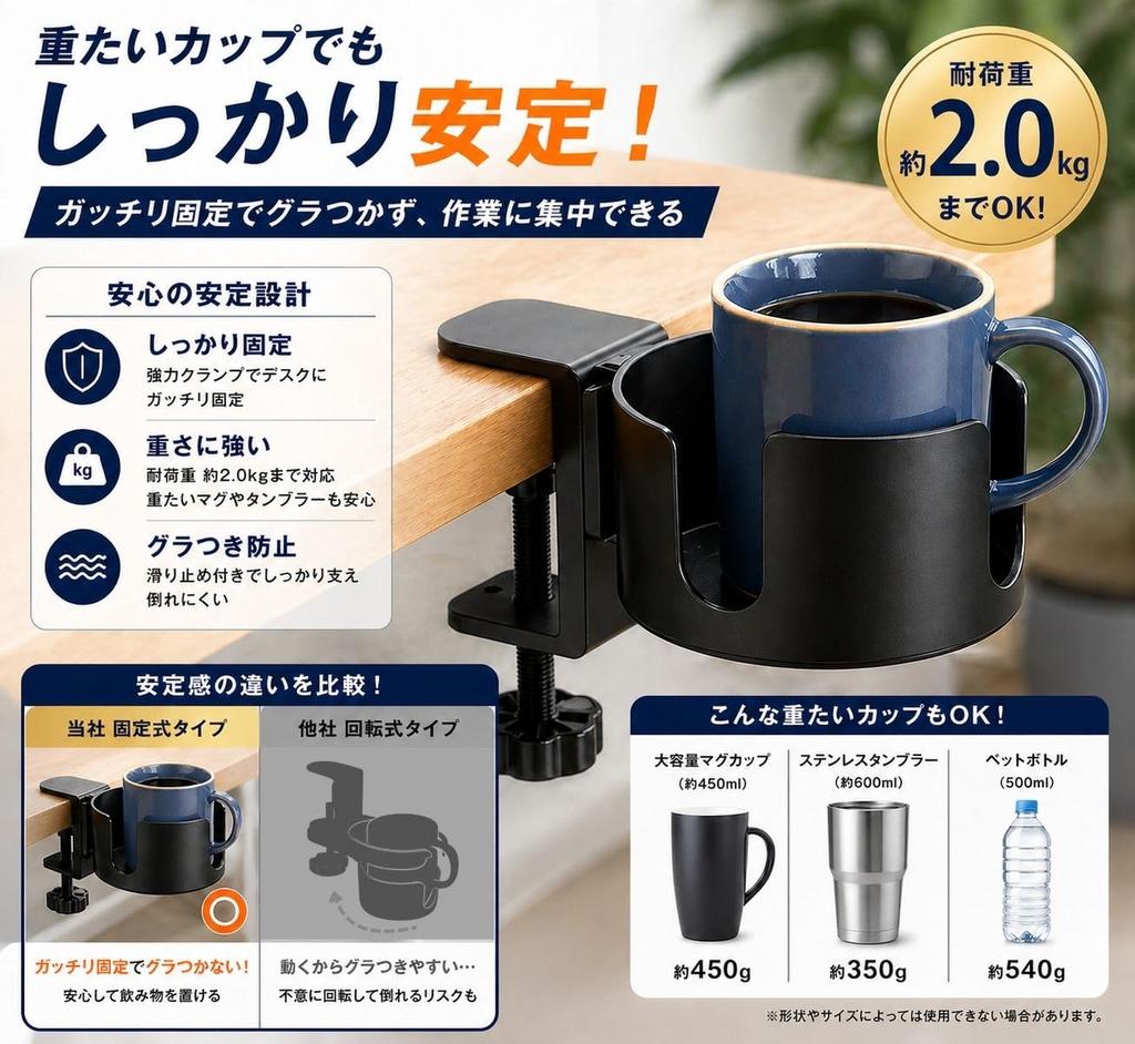 Drink Holder Desk Clamp Type Cup Holder 3 Mounting Holes