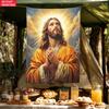 Jesus Christ Religious Wall Tapestry Christian Faith Home Decor Spiritual Art Hanging for Church or Living Room