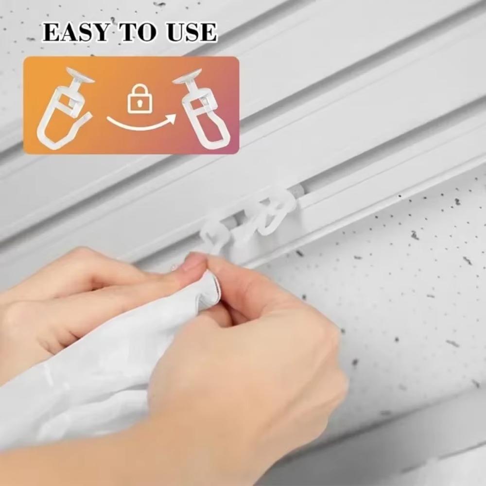 100pcs Replacement Curtain Track Mute Slider White Clip Ring New Hanging Hook Room Shower Curtain