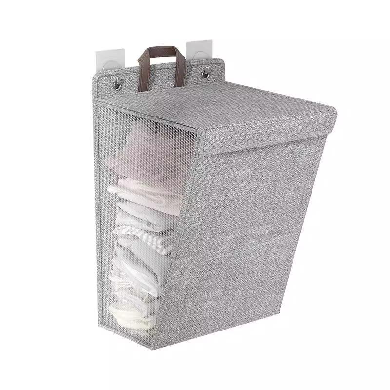 Multi-Functional Wall-Mounted Laundry Basket: Large Cotton & Linen Hamper for Bathroom.