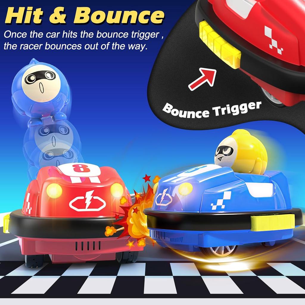 Remote Control Bumper Cars Set of 2, RC Ejecting Bumper Car with Light & Sound, RC Battle Race Vehicles Toddlers Toys, Christmas Birthday Gifts for