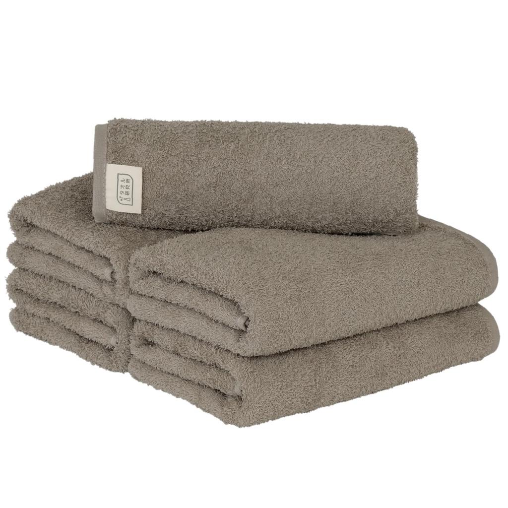 Towel Laboratory Reason for Mini Bath Warm Gray and Roasted Set of Easy To JapanTechnology [The Lightness] #006 Towels, Brown, 5, Quick-Drying, Thin,