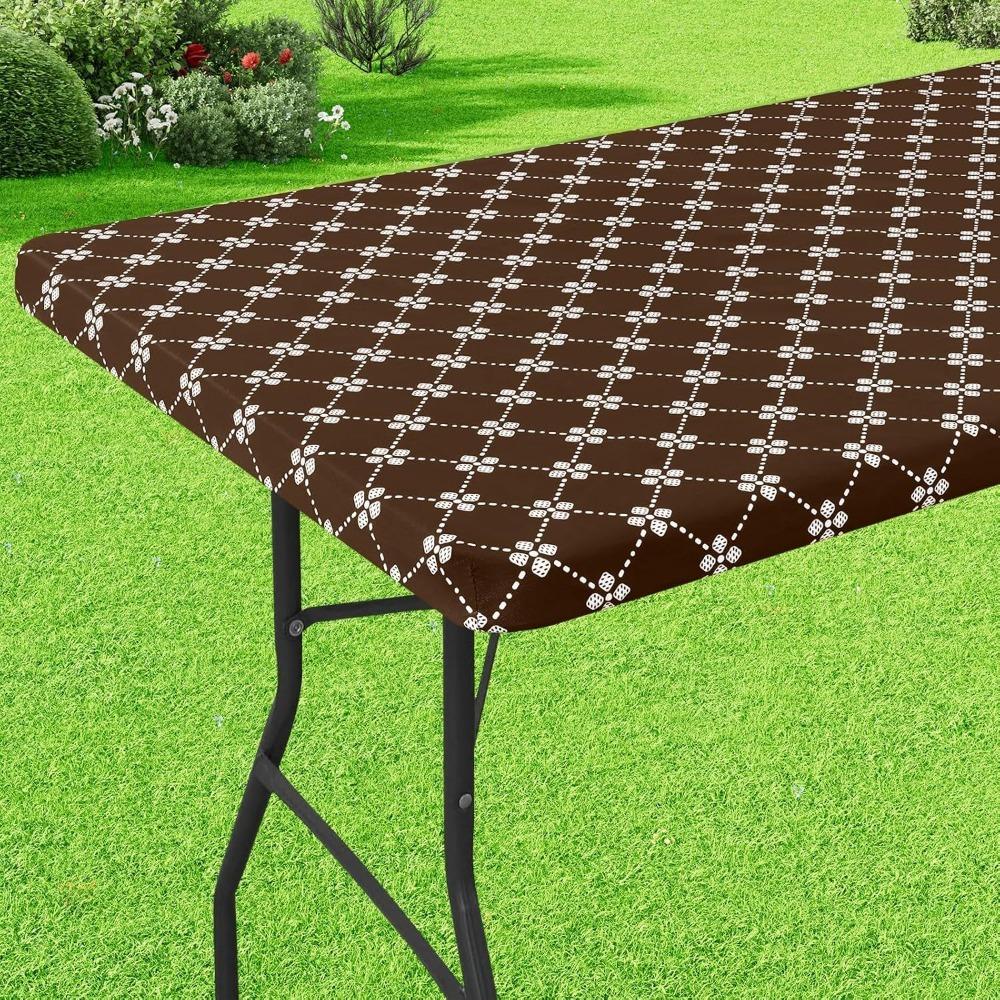 Elastic Edge Elastic Fitted Tablecloth Scratch Resistant Table Linen Table Cover  Camping