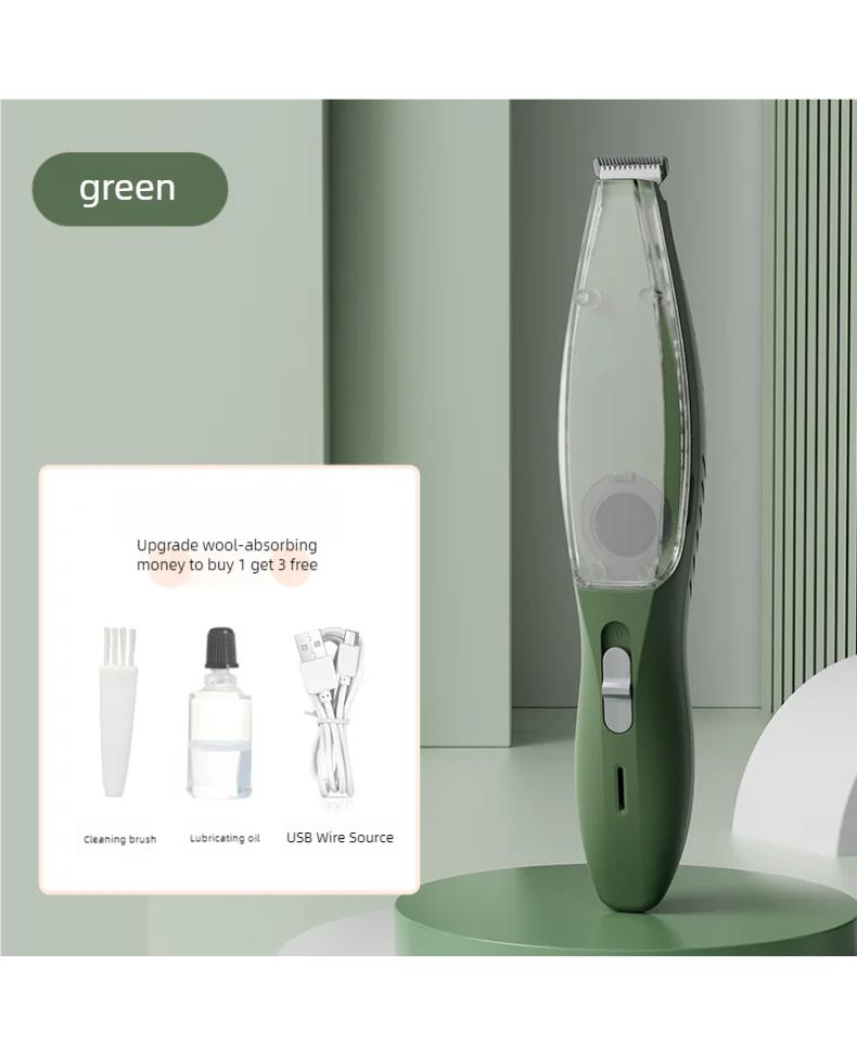 

Электрическая кошка Домашний питомец Всасывание шерсти Низкий уровень шума Полный набор Басовая бритва с пылесосом - Тихий инструмент для ухода за домашними животными для кошек зелёный