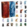 Educational Countdown Calendar Christmas Dragon Advent Calendar, 24 Days 2D Flat Acrylic Ornaments for Kids Fantasy Hanging Pendants Wall Window Tree