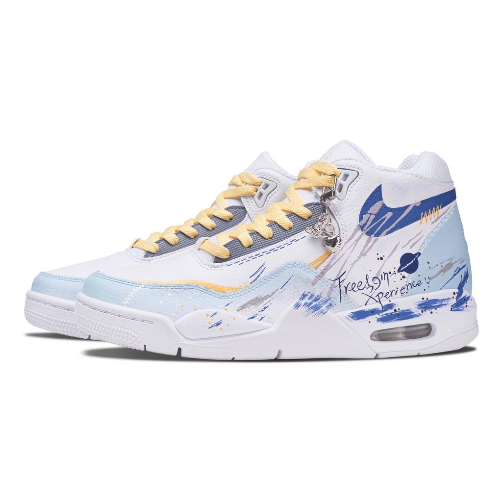 Nike Flight Legacy Planet Explorer Slip Resistant Abrasion Resistant Mid Top Vintage Basketball Shoes Men's BQ4212-101(Team864-)