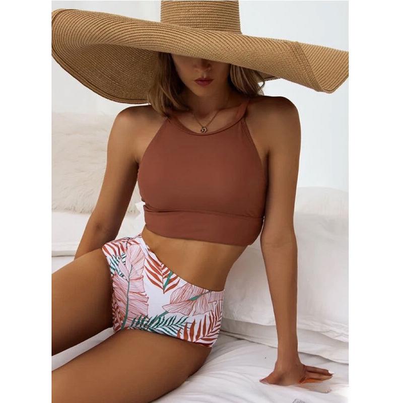 Sexy Bikini Woman High Neck Swimsuit Female Two Pieces Swimwear Women High Waist Bikinis Set Beach Wear for Bathing Suit