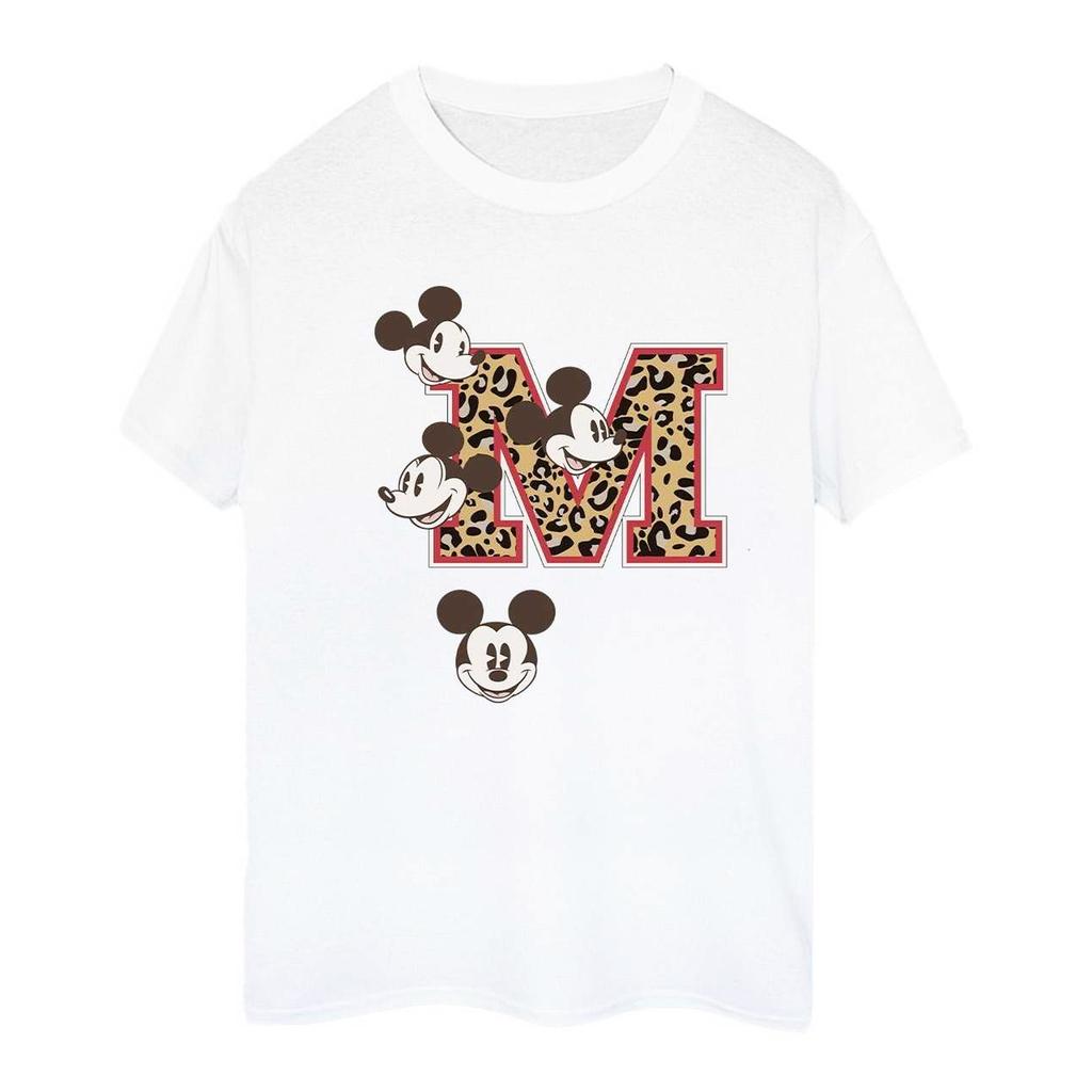 Mickey mouse Damen Baumwoll-Boyfriend-T-Shirt mit M-Gesichtern