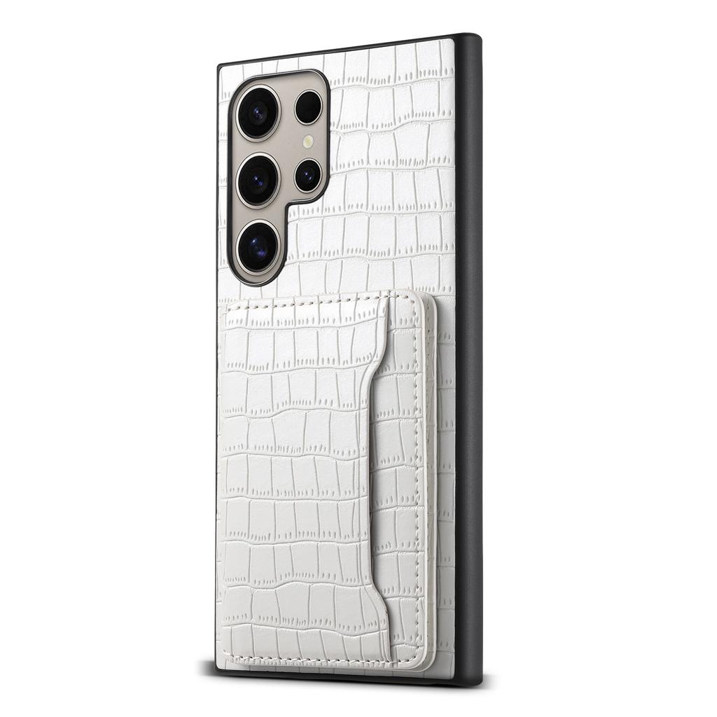 For Samsung Galaxy S24 Ultra Case Crocodile Texture Card Slot Kictsand Phone Cover