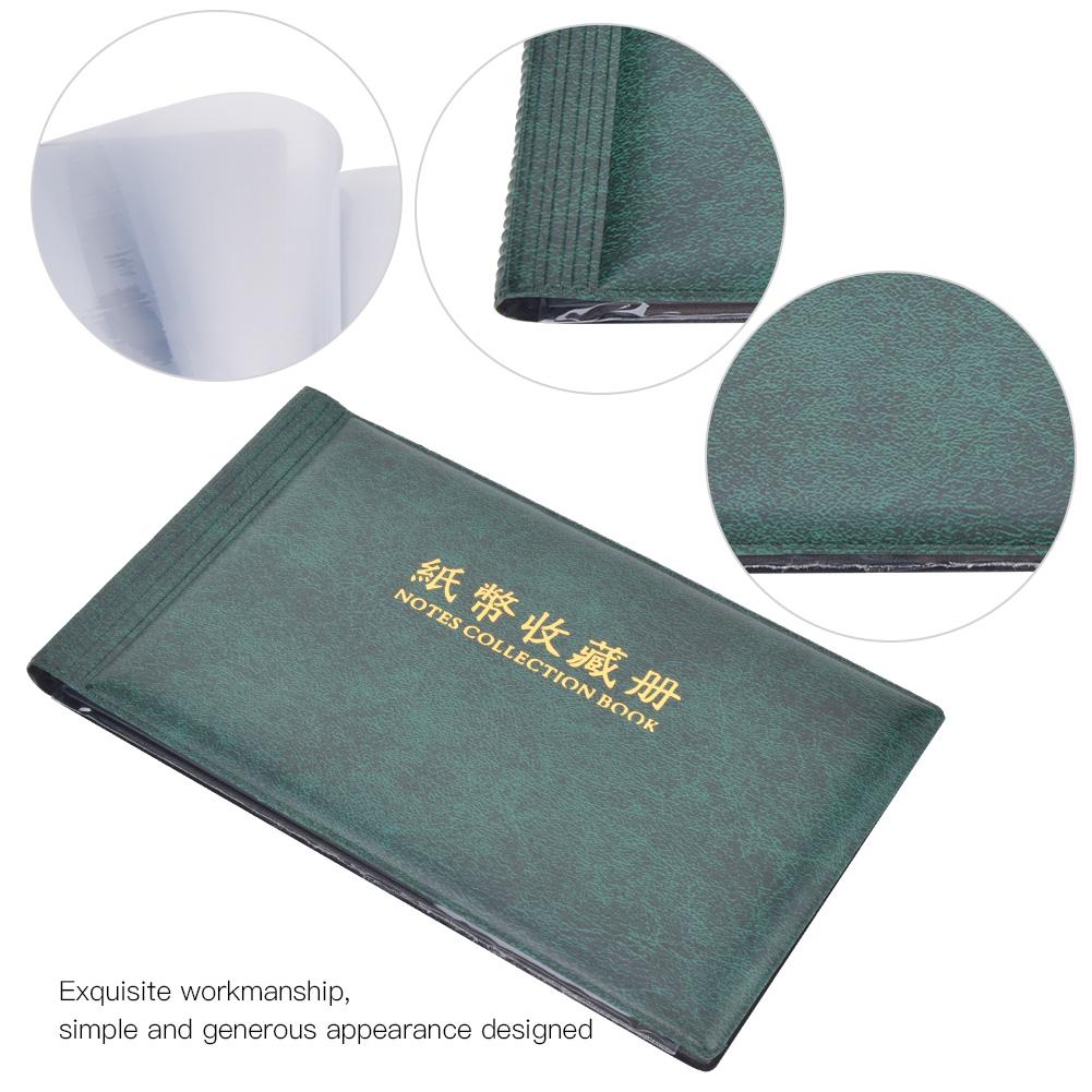 30 Pages Paper Money Currency Banknote Collection Book Storage Album Bill Money HolderDark Green
