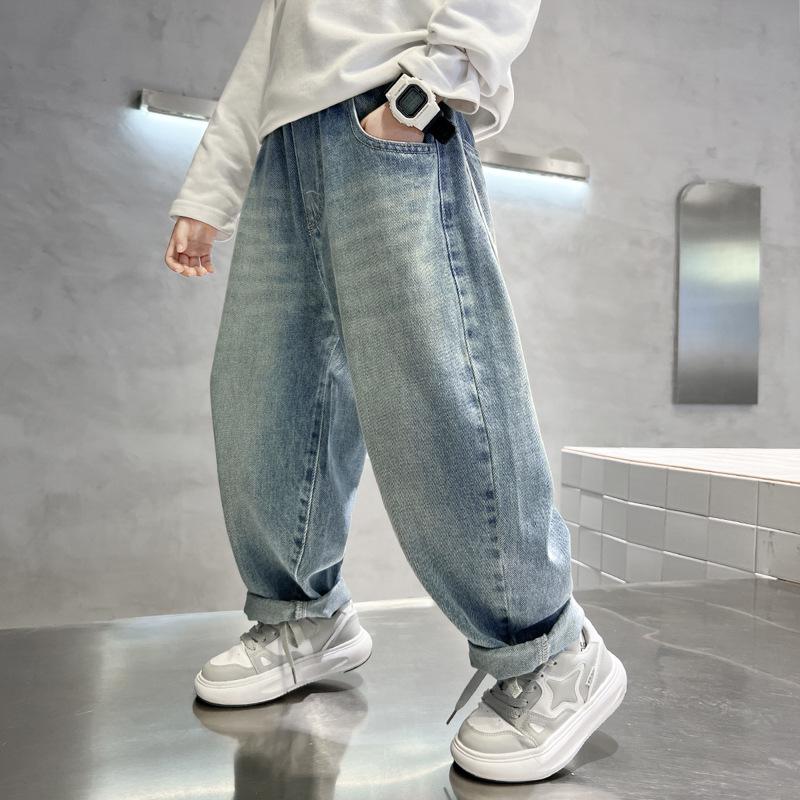 Boys' 2025 Spring/Autumn Loose Straight-Leg Jeans - Trendy, Casual, Plus Size Pants for Kids