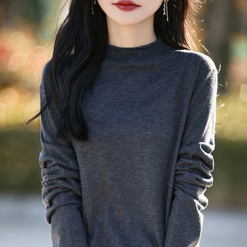 Women's wool pullover Qinghe cashmere 50% silk 50% wool spring and summer wool soft, comfortable and warm