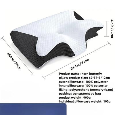 Butterfly Sleep Memory Nackenkissen, langsame Rückfederung, bequemes Memory Foam-Schlafkissen, zervikales orthopädisches Nackenmassage-Bettkissen