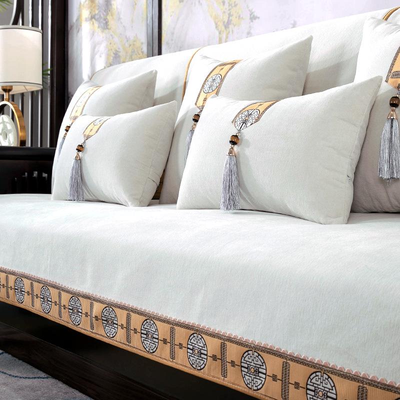 New Chinese Sofa Cushion Four Seasons Universal Non-Slip Light Luxury and Simplicity Modern Backrest Towel Chenille Cover Cloth Cover Cover