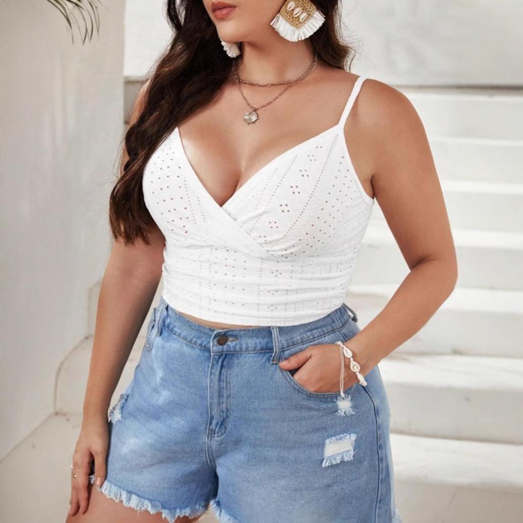 Women's Sexy Slim Hollow White Suspender Vest