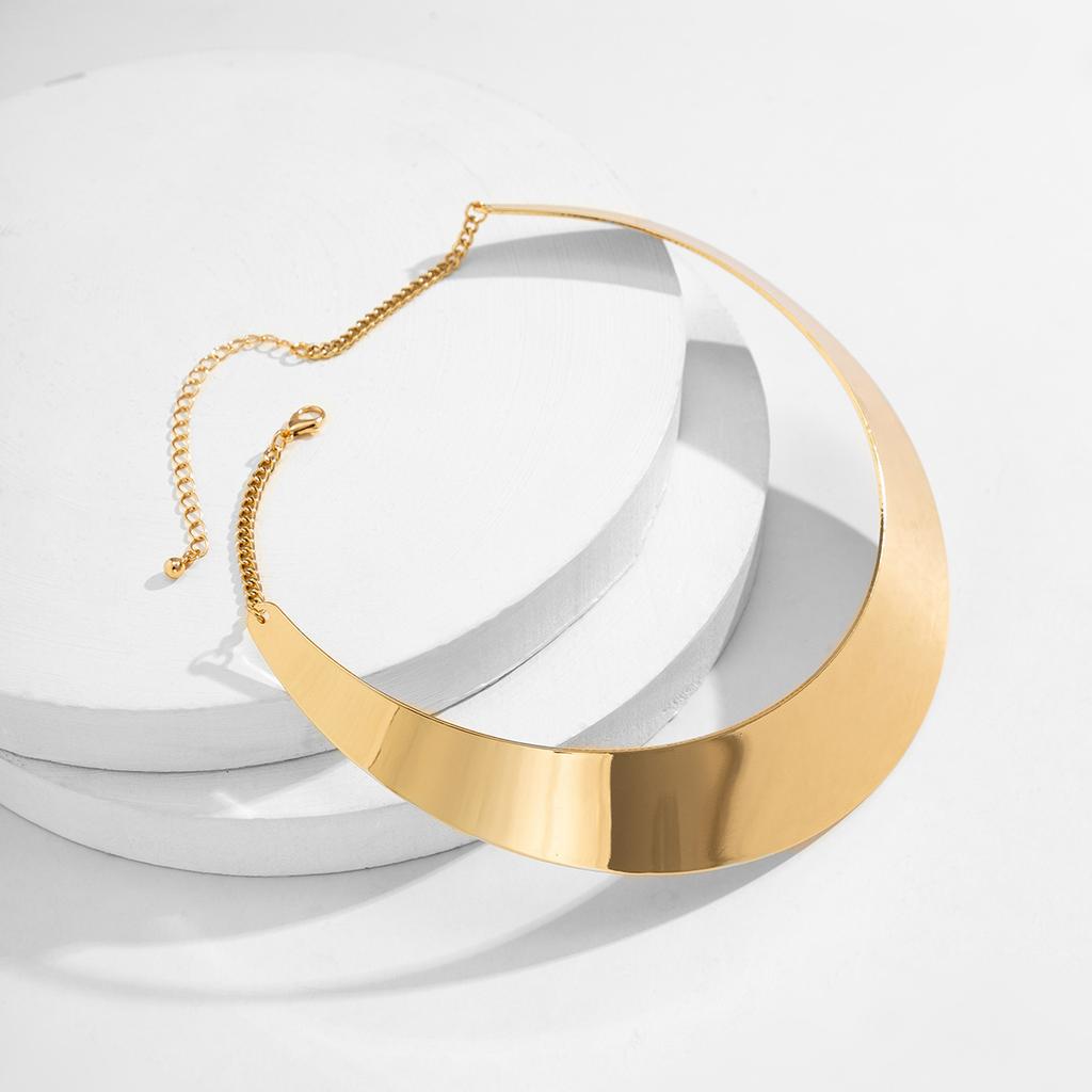 Hip-Hop Personality Metal Glossy Collar, Punk Style Personality Geometric Collarbone Necklace For Women