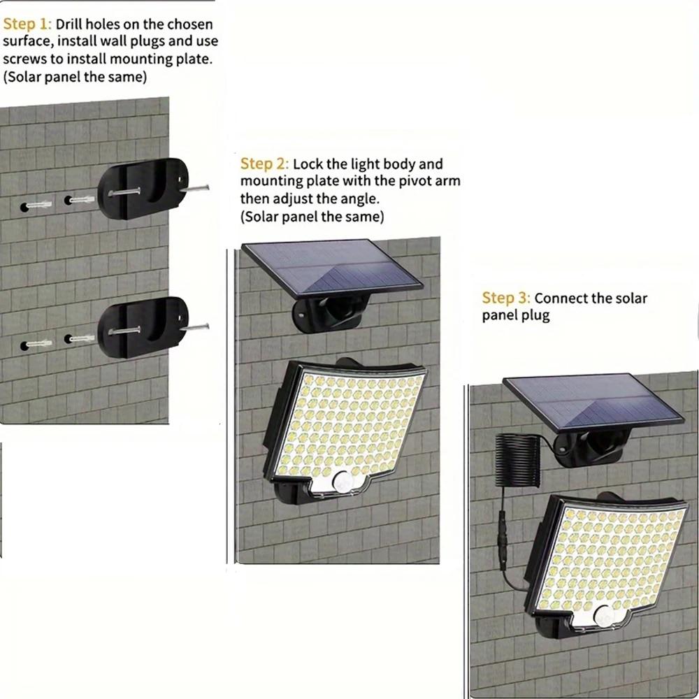 No-Wire Solar Outdoor Lights, Bright LED Motion Activated Floodlight, Easy Install Waterproof Wall Light for Patio,Garden,Garage