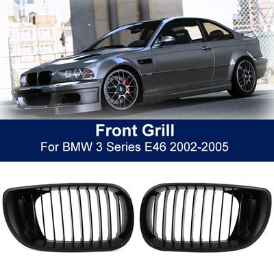 Car Hood Grill Front Kidne One Slat Grills Grille for BMW 3 Series E46 Saloon 320i 325Xi 330Xi 2002 2003 2004 2005 4