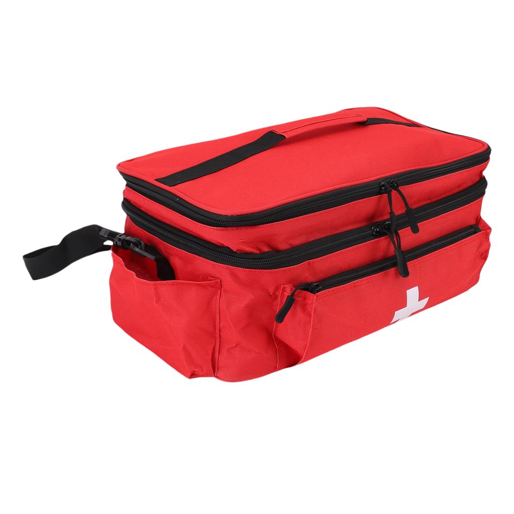 First Responder Bag Double Layer Medication Carrying Case Nylon Large Emergency Bag for Home Outdoor Red