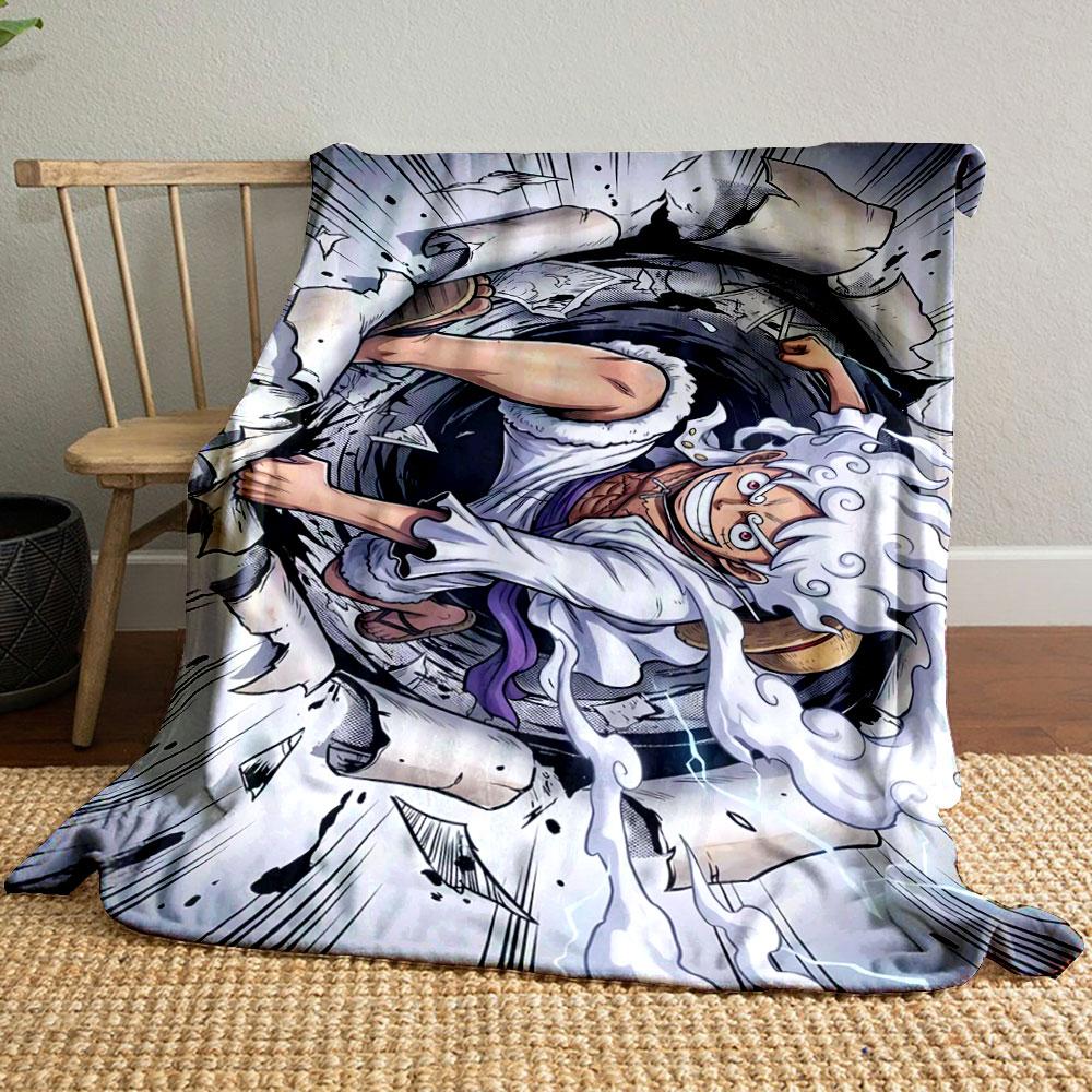 A character with wild white hair bursts through a wall with dynamic energy. for all seasons blanket lunch break throw gift