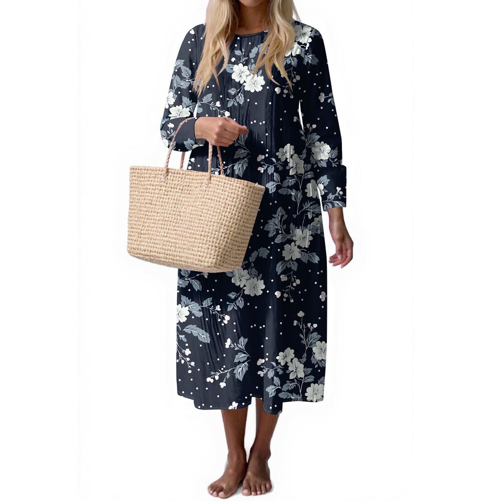 Women's Fashion Casual Sleeveless Round Neck Solid Color Elegant Temperament Dress