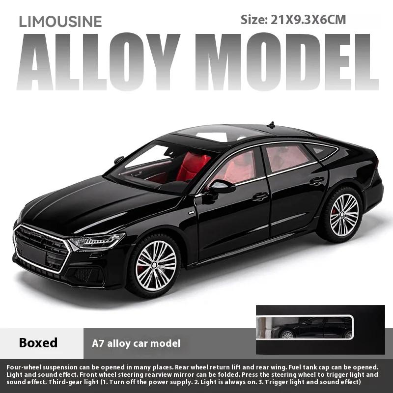 1/24 Scale A7 Limousine Alloy Diecast Model Car Sound & Light Toy for Kid Birthday Gift Box with Children Festival Present