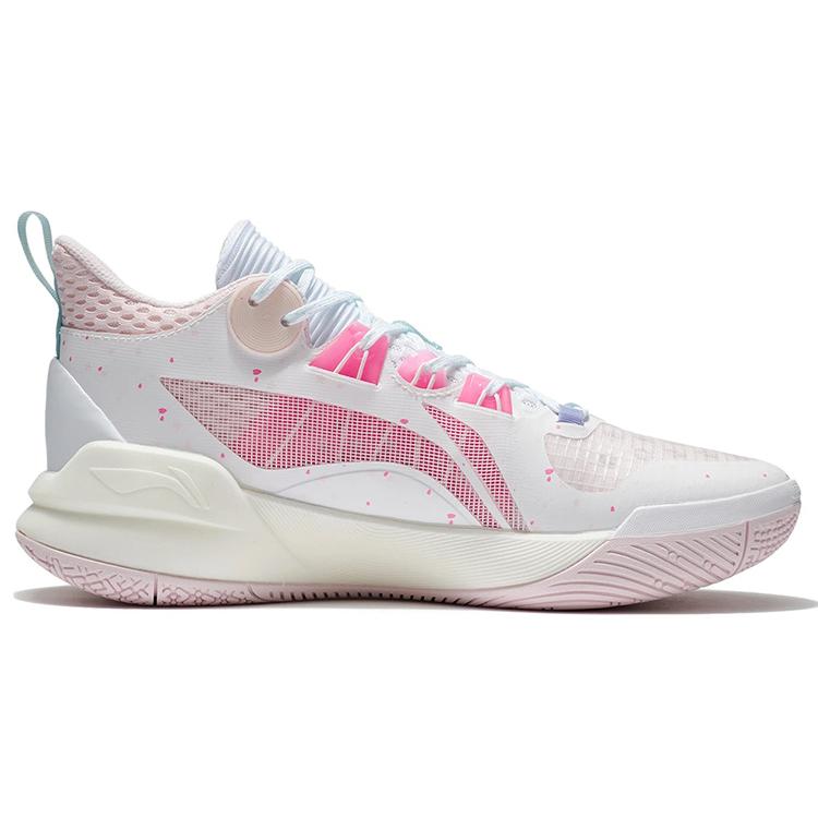 New LiNing Sonic 10 Team Cushioning Anti Slip And Wear Resistant Coverage Support Low Top Basketball Shoes Men's White Pink ABPS015-2