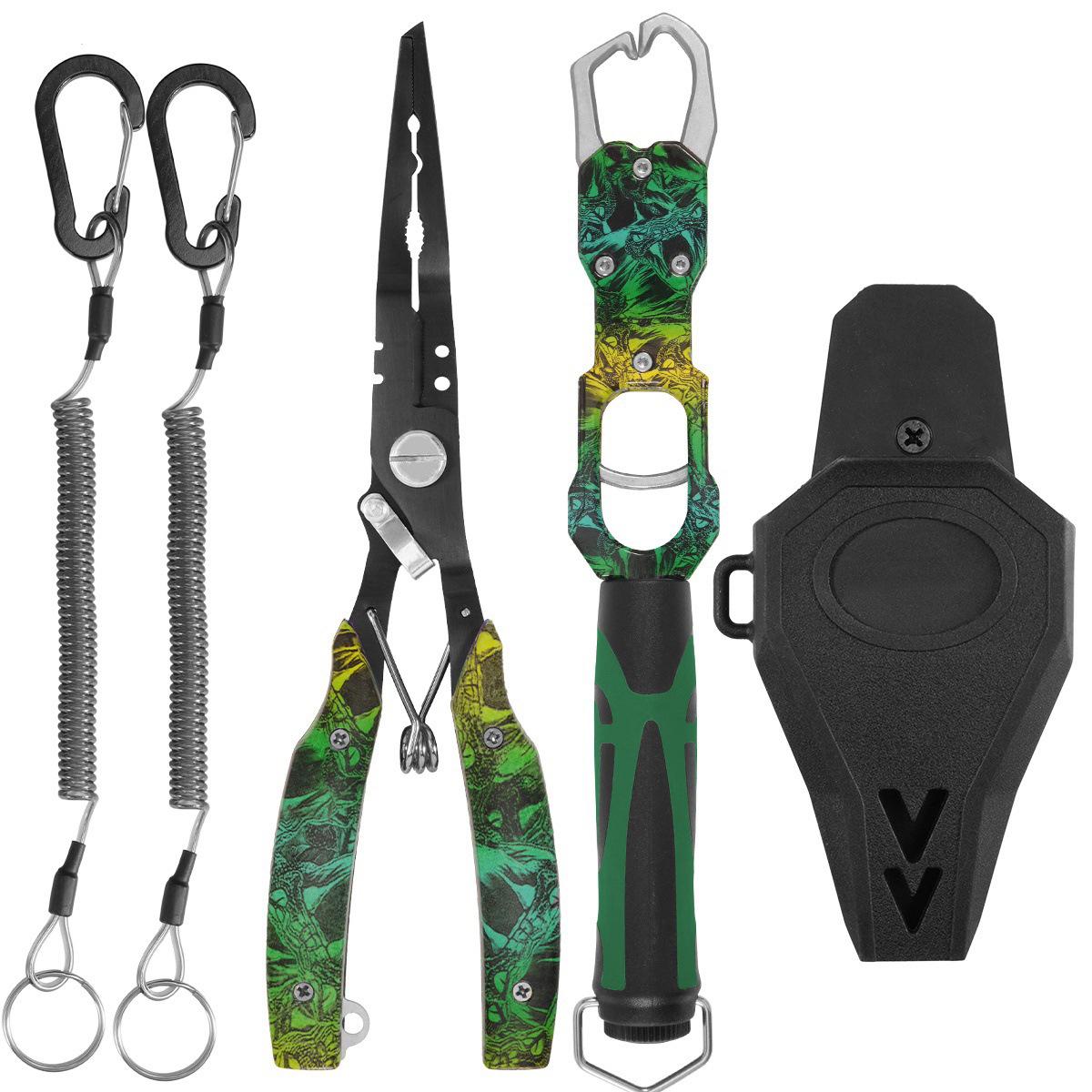 Fishing Tool Set: Non-Slip Handle Pliers, Hook Remover, Fish & Lip Grippers Set