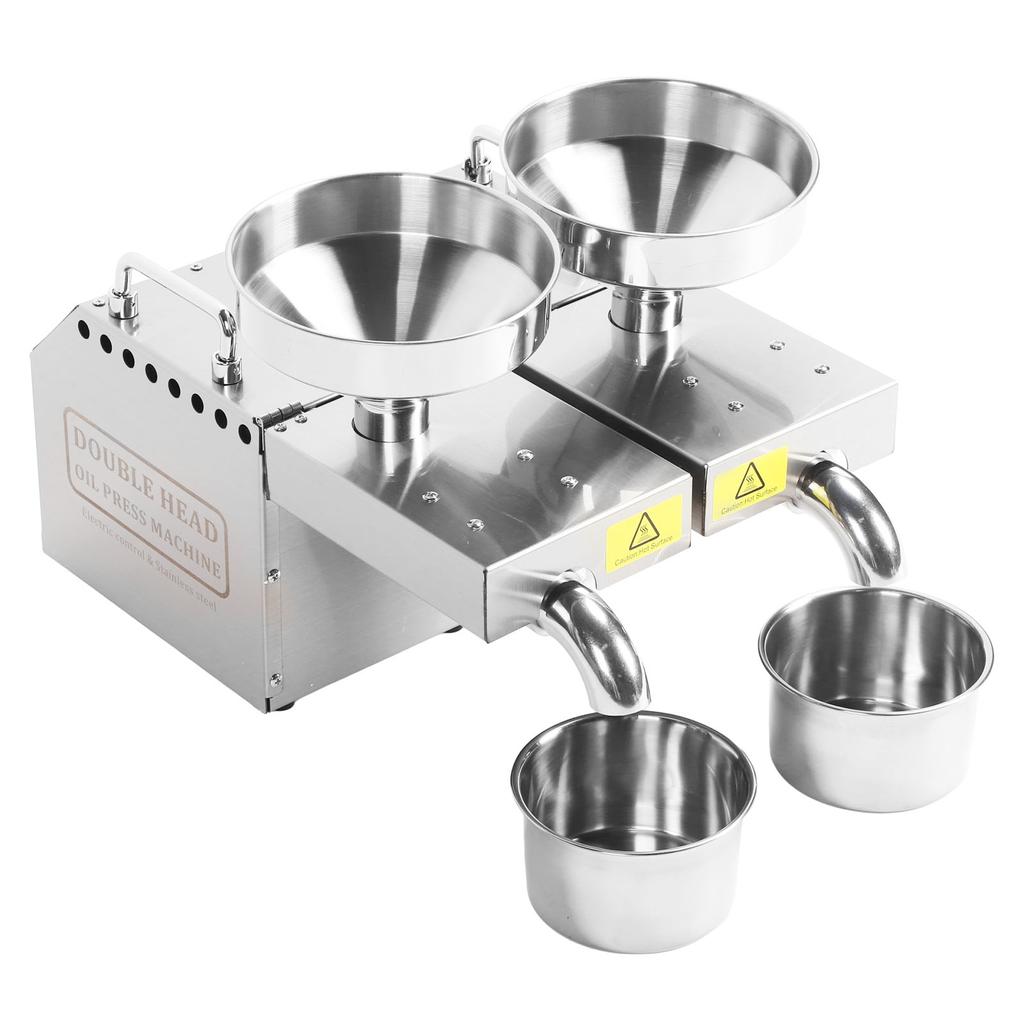 Double Head Oil Press Machine High Oil Yield Hot Cold Press Stainless Steel Small Automatic Oil