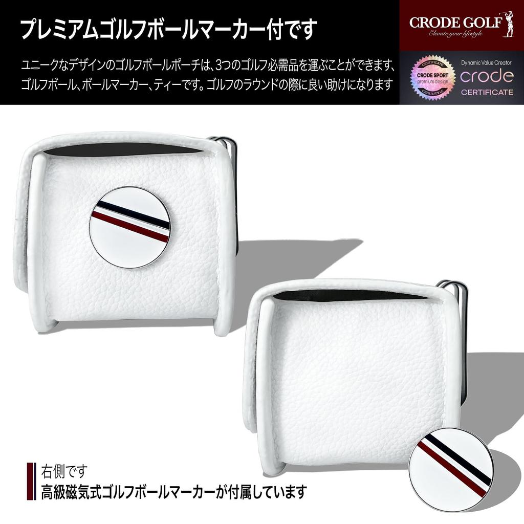 Bolsa para Bolas de Golfe CRODE com Marcador de Bola e Porta-Tees, Bolsa de Transporte Multifuncional para Armazenamento de Bolas de Golfe, Couro Premium