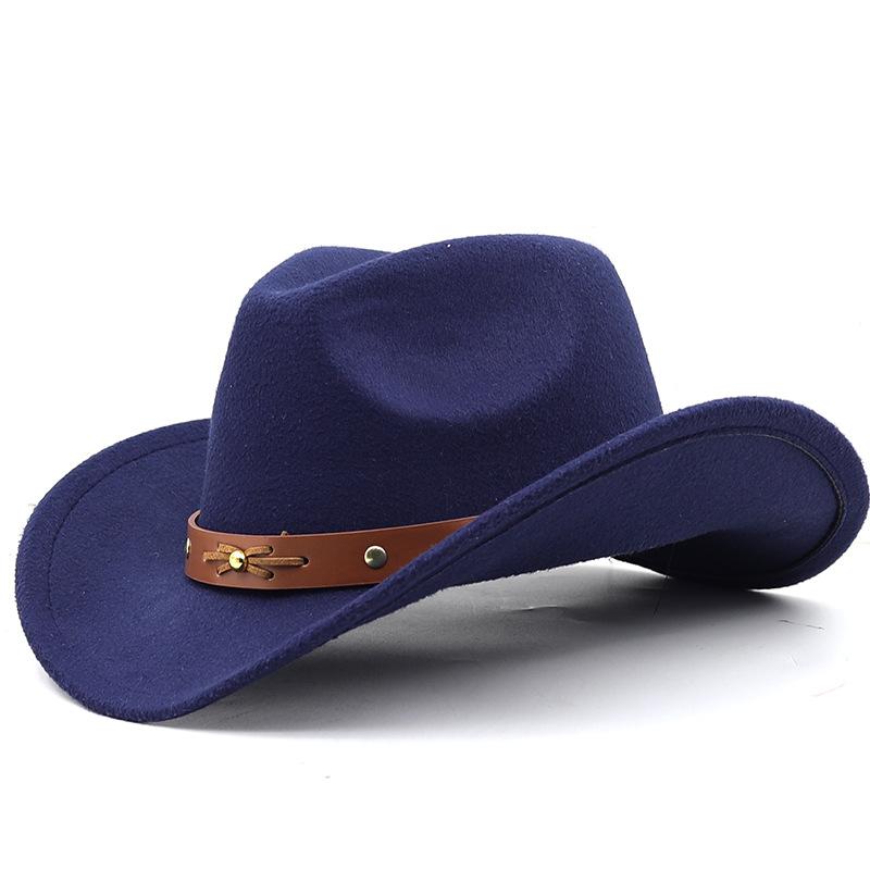 New woolen hat, western cowboy gift hat, brown belt, men's and women's couple hat, crimped hat